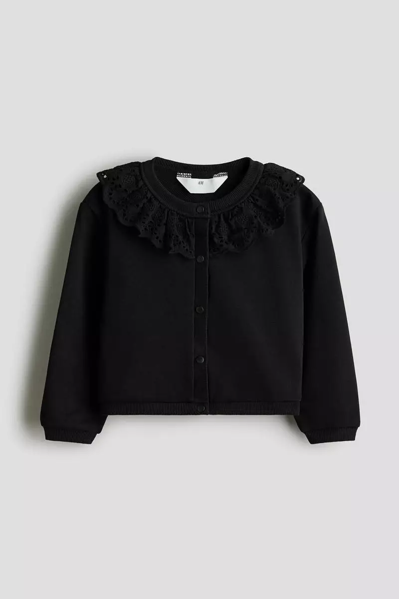 Collared sweatshirt cardigan