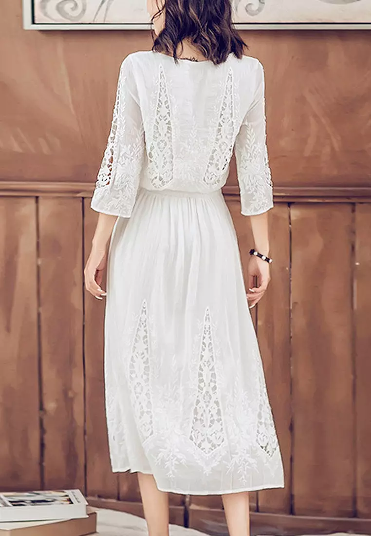 Buy Twenty Eight Shoes VANSA Lace Cutout Long Sleeve Dress VCW