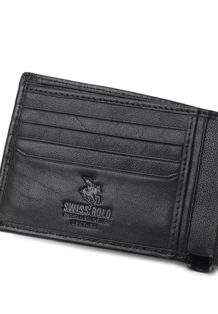 Genuine Leather RFID Short Wallet - Black