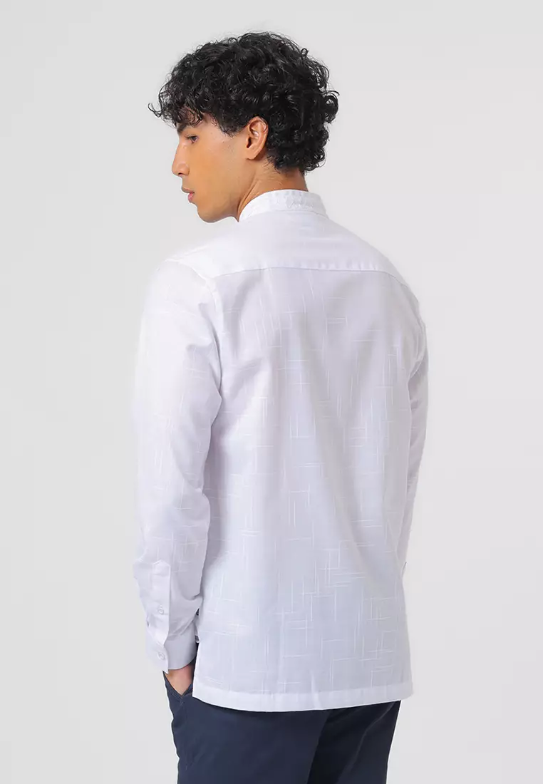 Kemeja Koko Pria Lengan Panjang KHALID WHITE Baju Muslim Pria