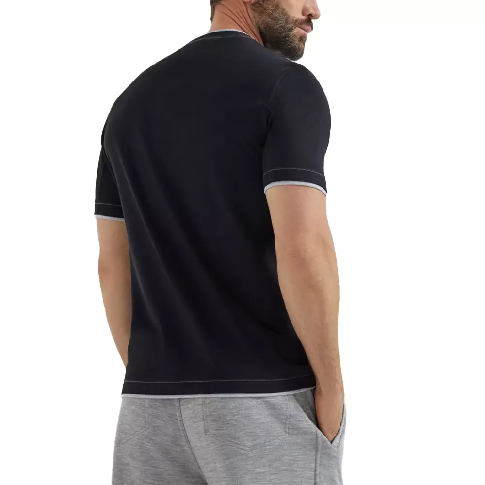 [5.5UPER DEALS] Logo Faux Layering Cotton Jersey Crew Neck T-Shirt Black