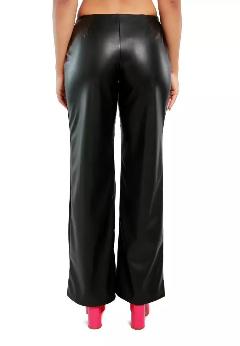 Celana Lurus Pinggang Rendah Warna Hitam