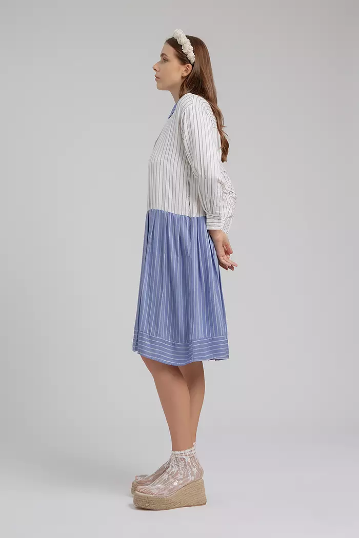COTTONINK - Midi Dress Wanita Off-white Striped Girotti #SpringCollection