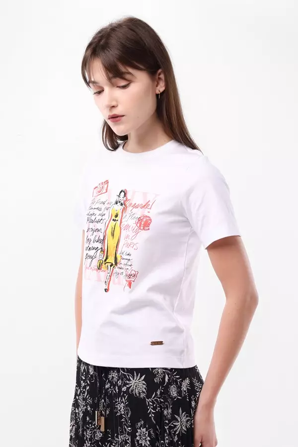 Minimal x Emily in Paris - Margot Graphic Tee - White