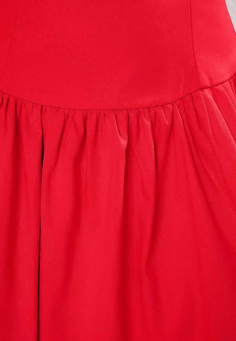 Red Waist Opening Short/Mini Dress