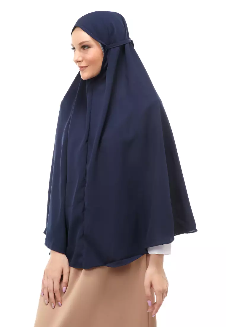 Nindy Jilbab Khimar Bergo Jumbo Motif Polos Relaxed Fit - Navy