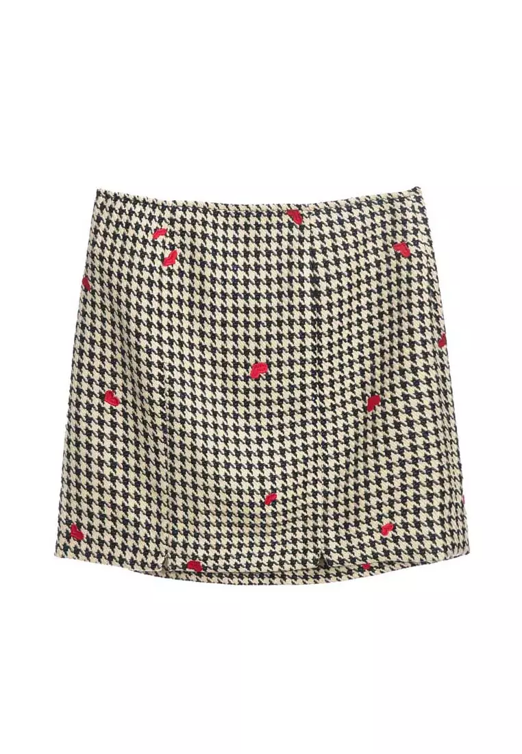 All Over Heart Embroidered Corset Waist Band Skirt