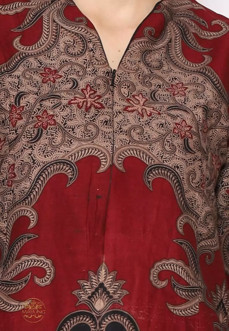 Blouse Batik Gana Maron Premium Slimfit Elegan