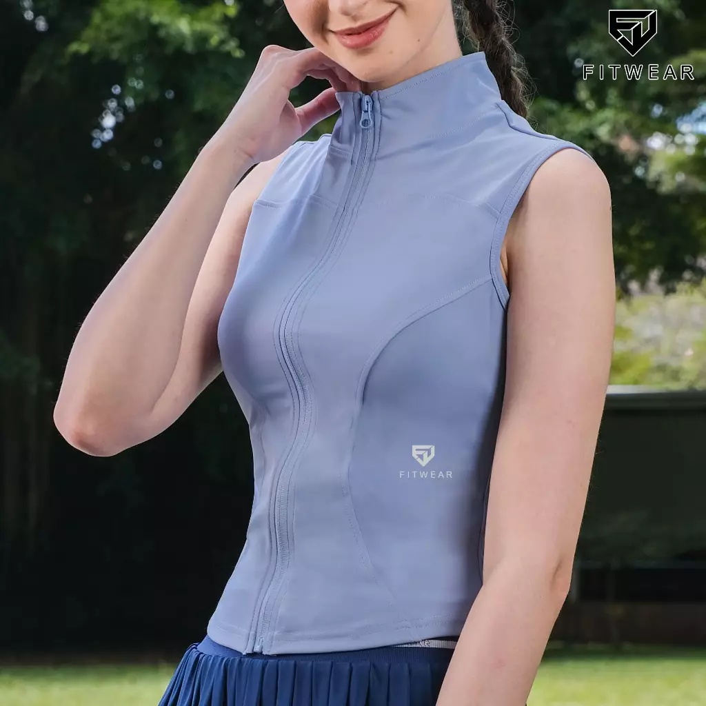 Fitwear Jaket Olahraga Padel Tenis Wanita ALIYAH SLIMFIT SLEEVELESS - BABY BLUE