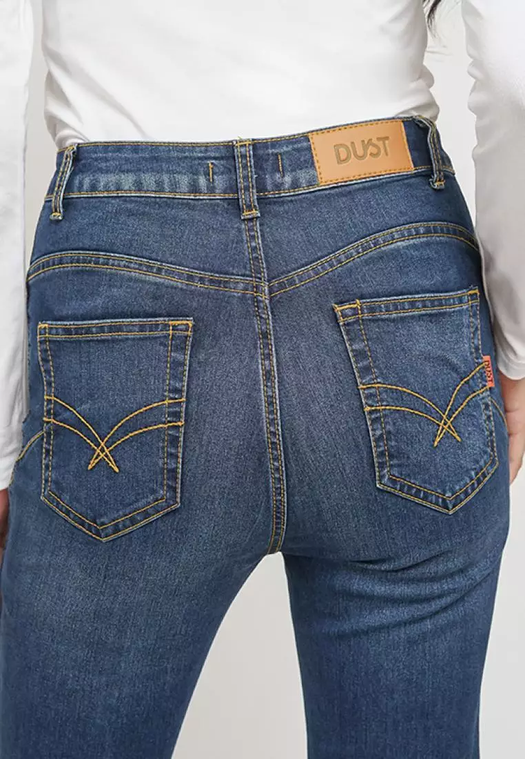 DUST Celana Vintage Cutbray Jeans Adisti Navy Comfease (D. 3816)