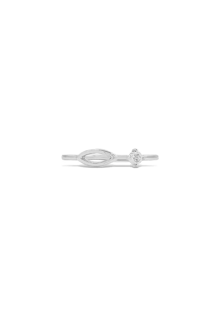 Diamondtalk 9k White Gold Link Lock Diamond Ring Rdt00015-a01