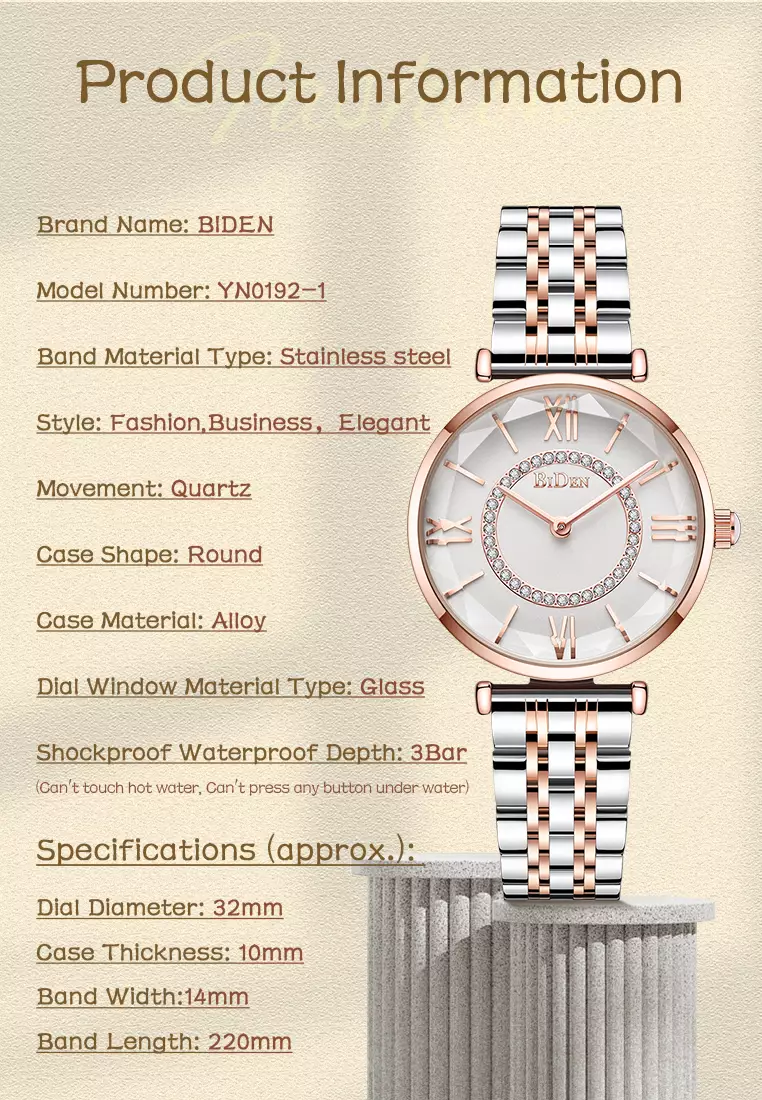 Jam Tangan Wanita Mewah jam tangan wanita Tali stainless steel bisnis mode 3ATM Anti Air