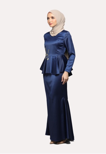 Buy Elegance Peplum Kurung from Emanuel Femme in Blue and Navy only 229