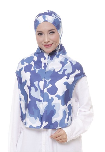 Jual Attiqa Active Long Fitness Army Blue Sport  Hijab  