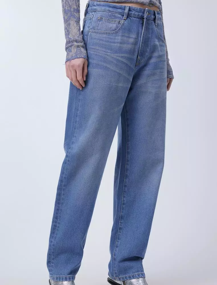 Fitted Denim Long Pants
