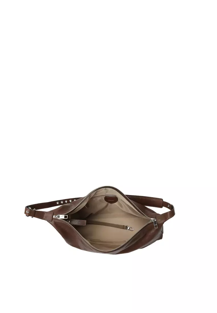 Abstract Eyelet Hobo Bag - Cacao