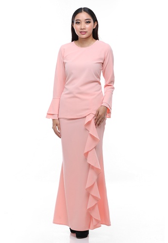 Suraiya Modern Kurung from Secretcode in Pink and Orange