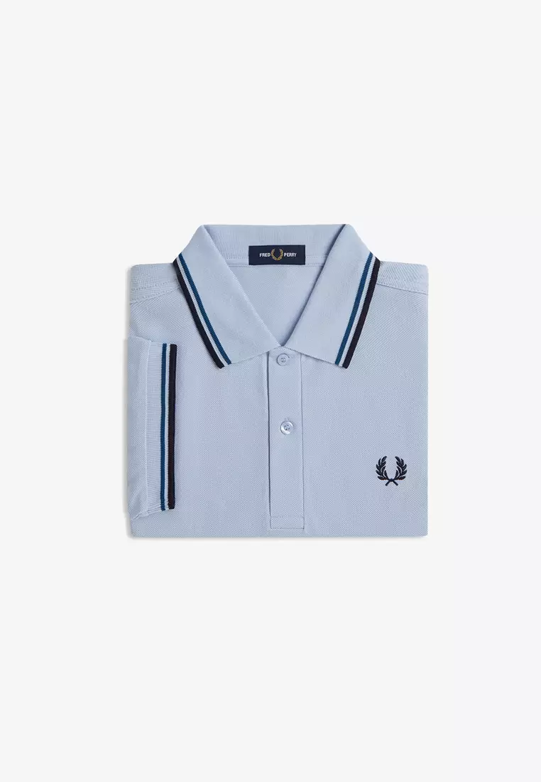 Fred Perry M3600 Twin Tipped Fred Perry Shirt (Light Smoke / Petrol Blue / Navy)