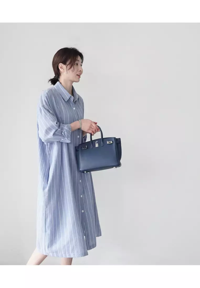 New casual striped slim fit oversized shirt CA25091917BL