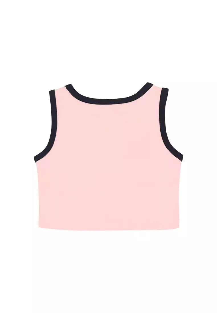 Girls Licensed Sleeveless Top with Contrast Piping - Pink