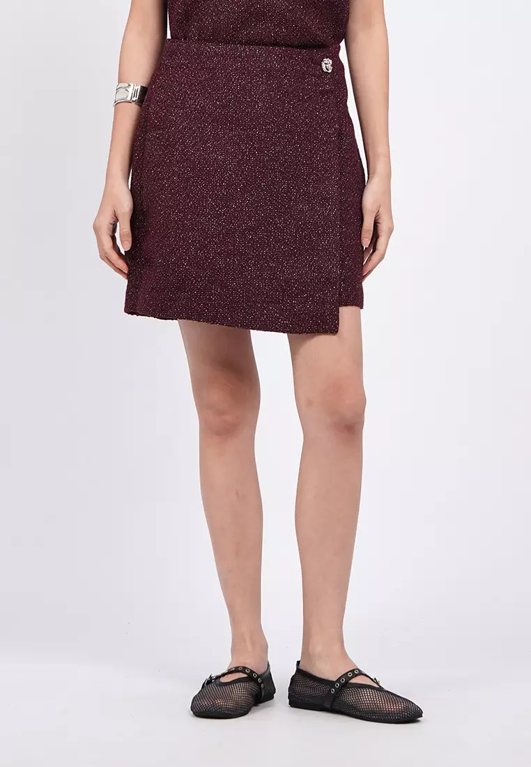 Tweed Mini Skort with Button Details