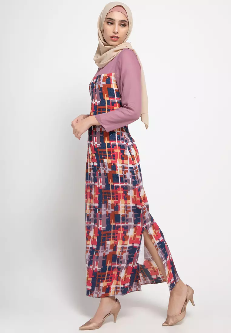 Magda Maxi Dress In Dark Blue Print