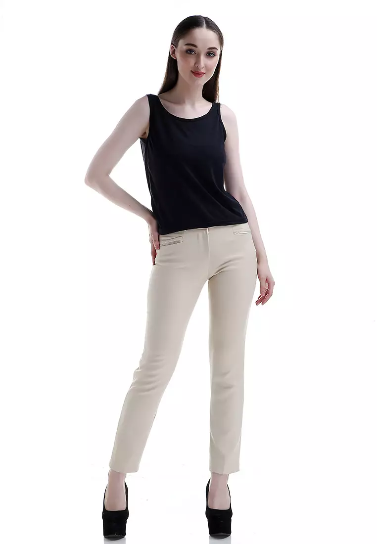 Greisy Tanktop Atasan Wanita Sleeves Design Simple Motif Solid - Hitam