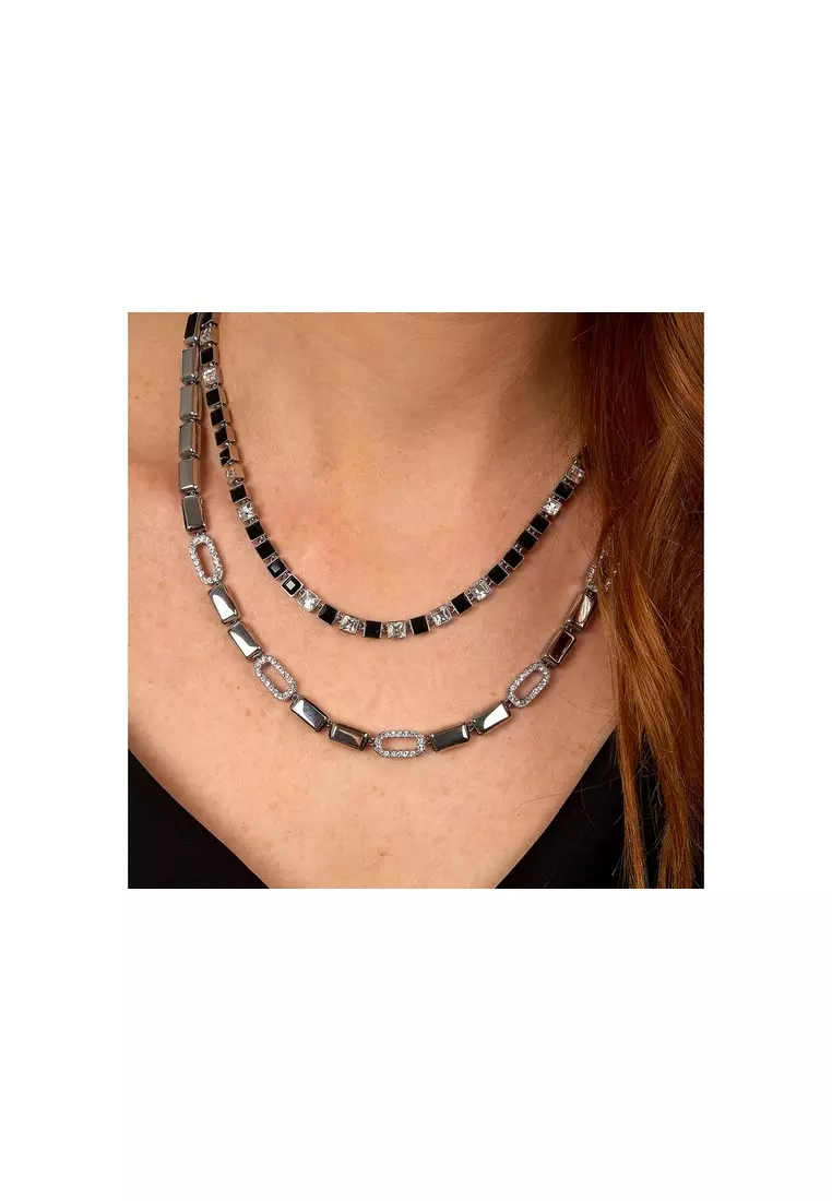 Karl lagerfeld Black and White Crystals Necklace KLAYC01