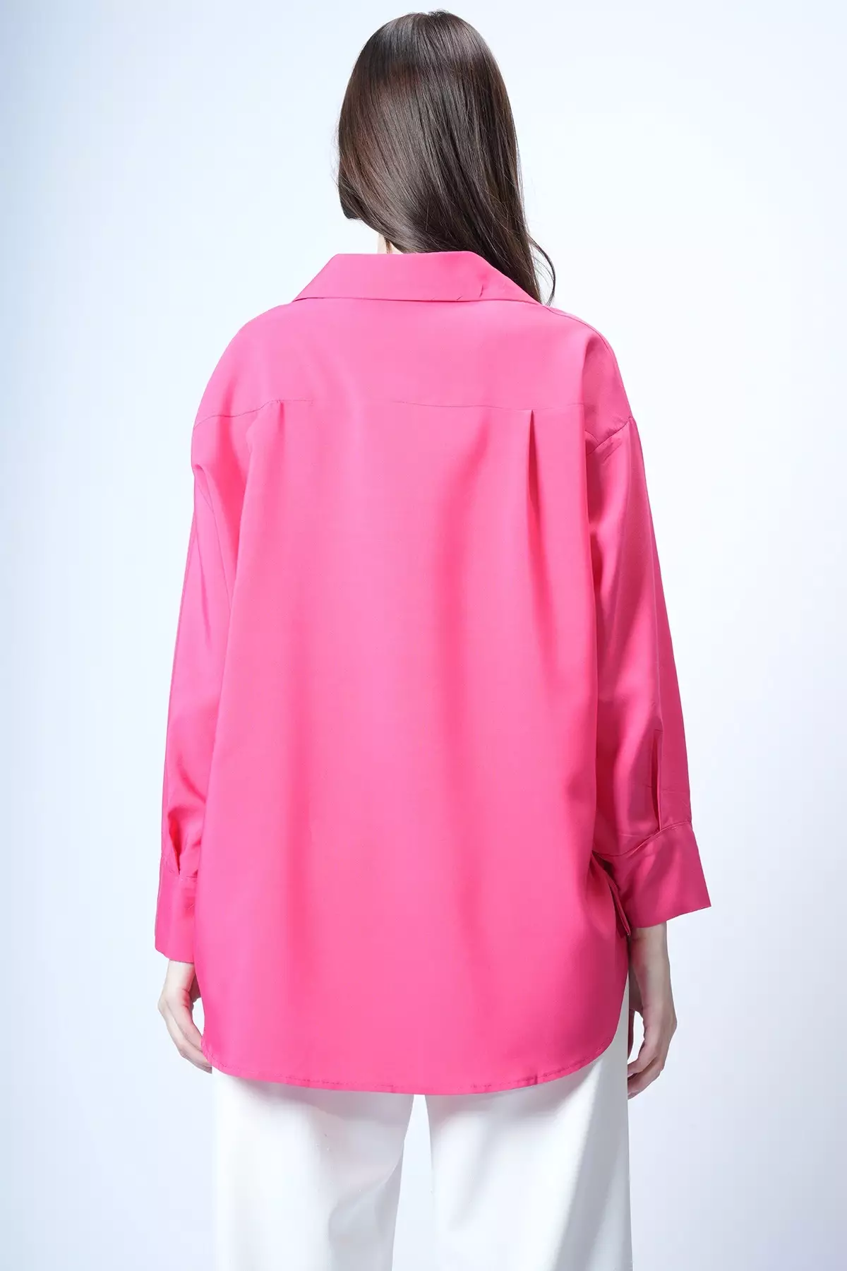 Fuchsia Floral Embroidered Oversize Woven Shirt Alc-X12651