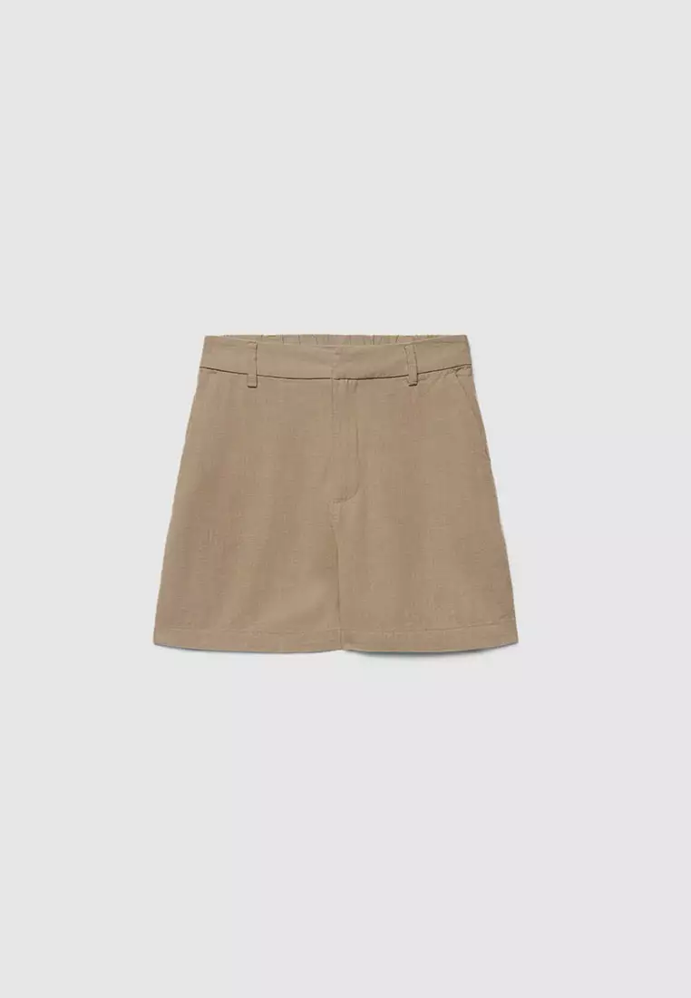 Women's Plain Linen-Effect Shorts
