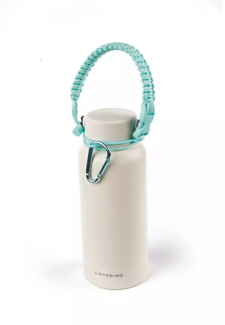 Crossing Paracord Bottle Carrier Strap with Carabiner - Aqua