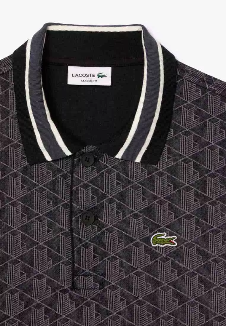 Classic Fit Contrast Collar Monogram Motif Polo Shirt
