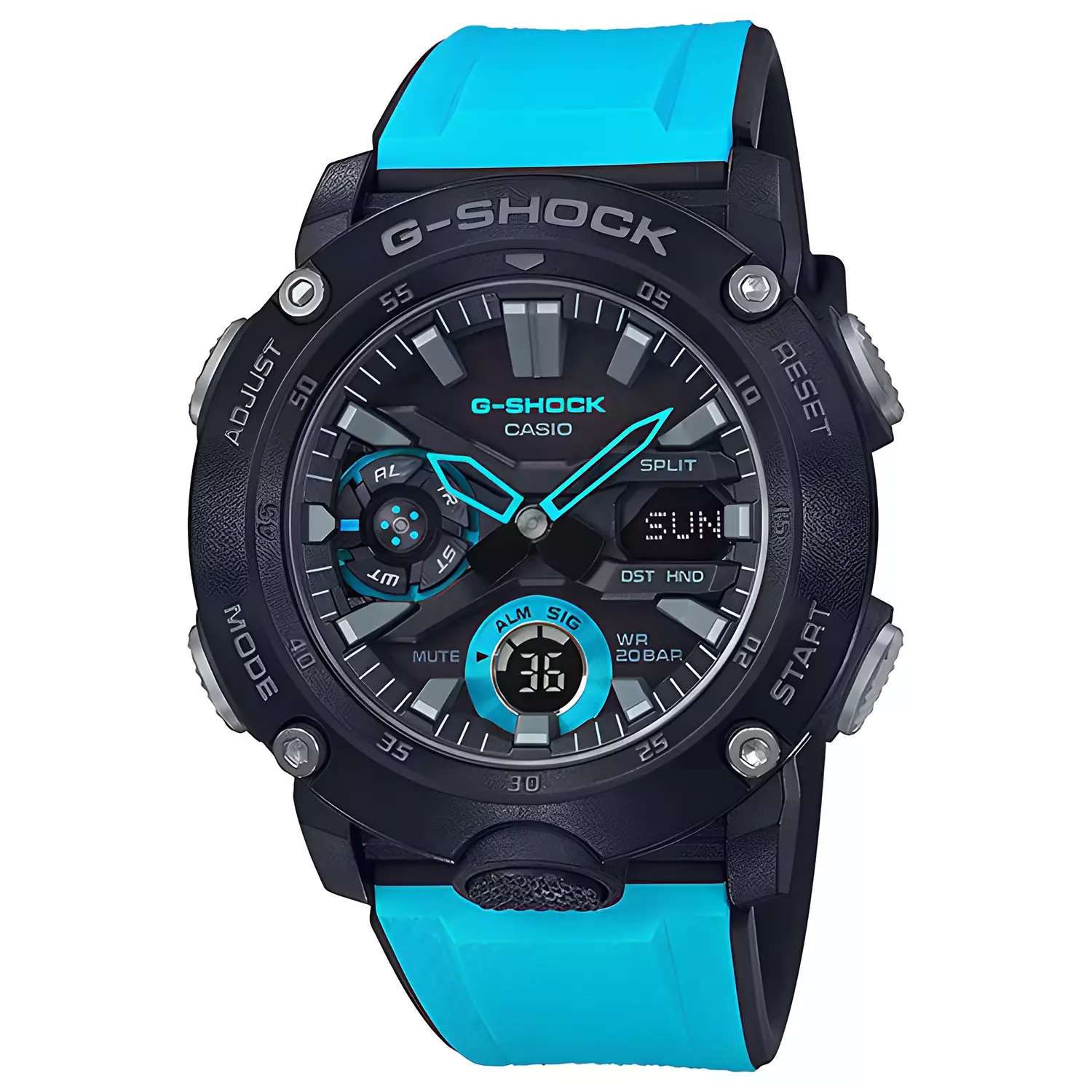 Casio G-Shock GA-2000-1A2 - Jam Tangan Analog Digital Pria - Carbon Case - Resin Strap