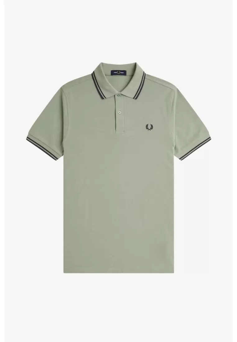 Fred Perry M3600 Twin Tipped Fred Perry Shirt (Bay Leaf / Dark Airforce / Tennis Blue)