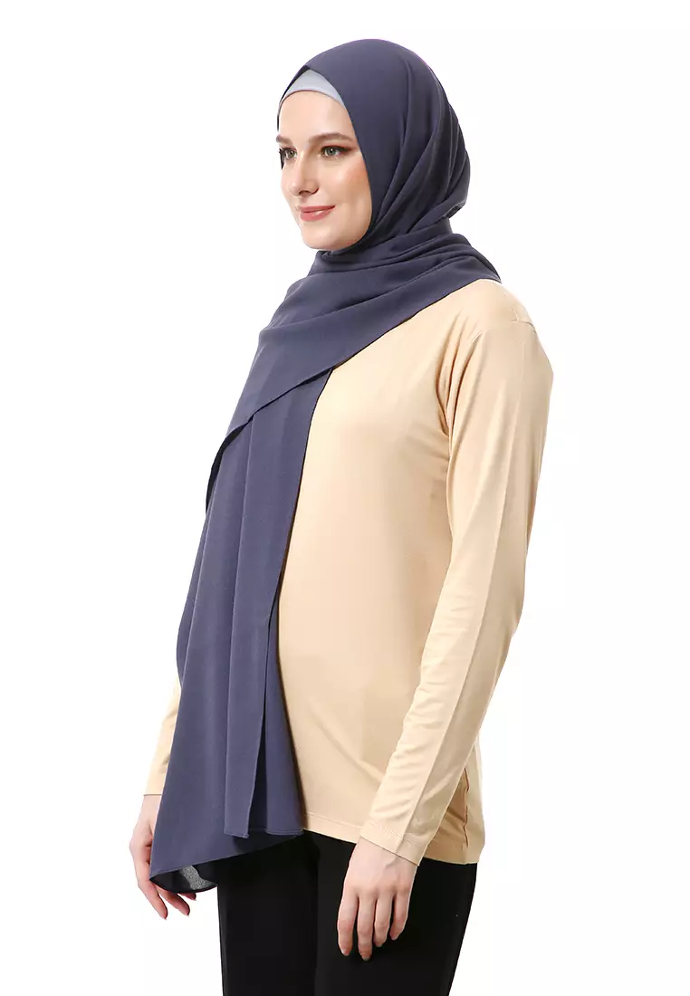 Marit Pashmina Syari Polos Muslimah Wanita Premium High Quality -  Steel Grey