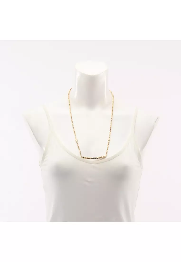 Pre-Loved Chanel coco mark heart necklace GP Rhinestone gold clear B23P