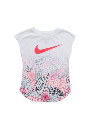Nike white Nike Girl's Doodle All Over Print Dri-FIT Short Sleeves Tee (4 - 7 Years) - White 90B6EKA238E0B3GS_1