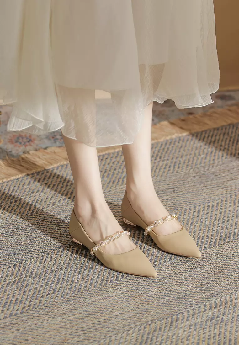 2.5CM Pearl Chain Strap Mary Jane Shoes IF2218