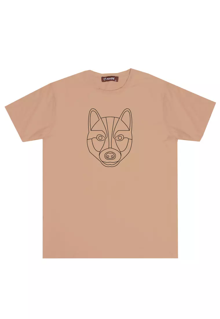 NTC58 kaos anjing anti kusut super stretch nade siberian husky wolf serigala khaki