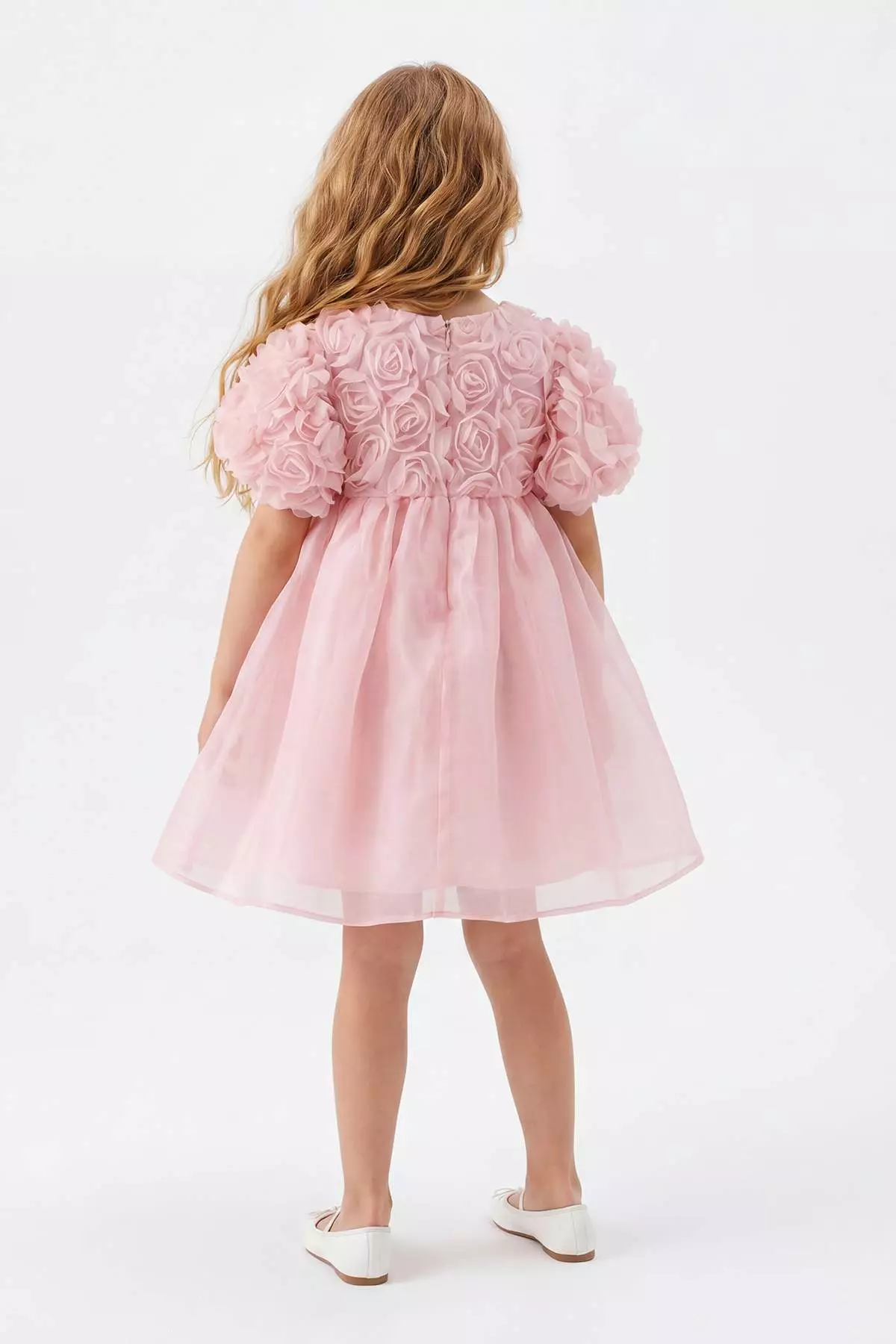 Pink Midi Striped Girl'S Tutu Woven Dress Tkdss26El00043