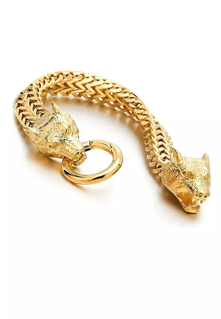 Gold lion sale head bracelet