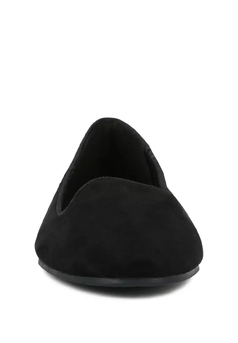 Black Microfiber Casual Ballerinas