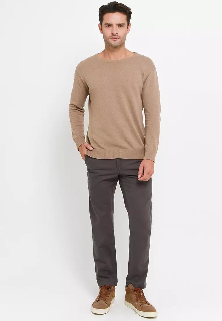 Dillca X Batik Rizqina Celana Panjang Chinos Slimfit Dark Grey