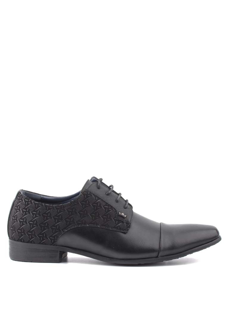 LR LARRIE Men Black Duo Designed Closed Lace Business Shoes