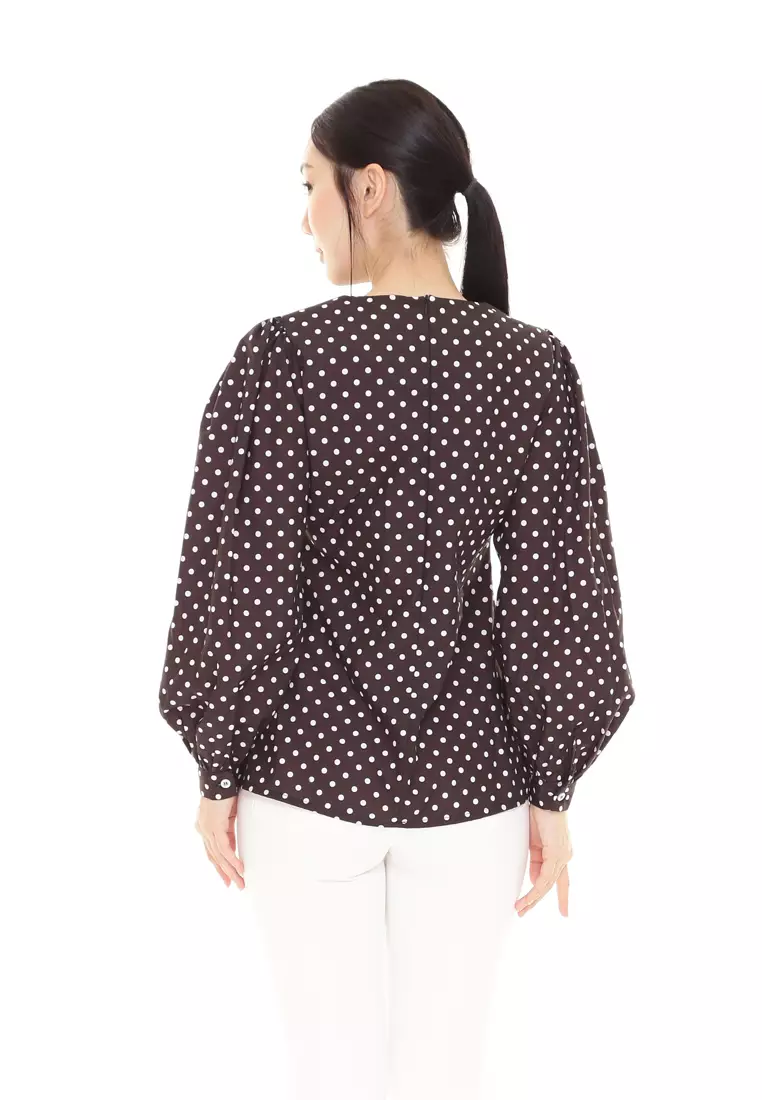 Christina Polka Dot Blouse in Black