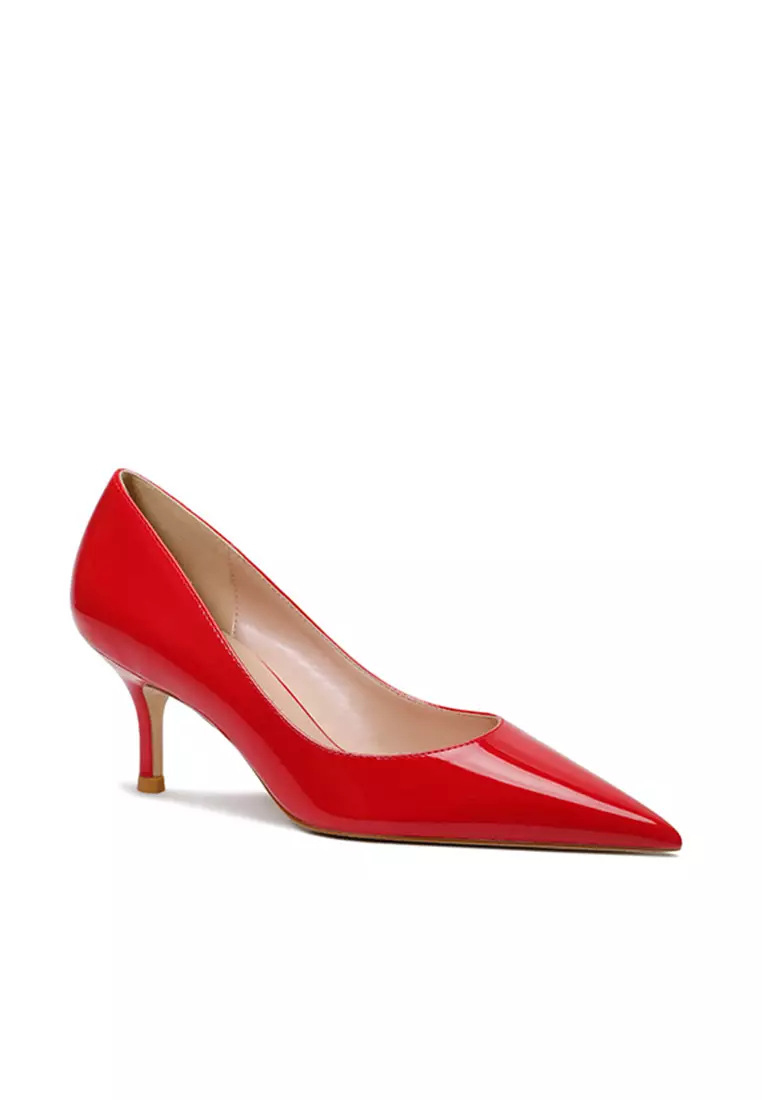 6CM Faux Patent Pointed Pumps Heels Shoes HZL262