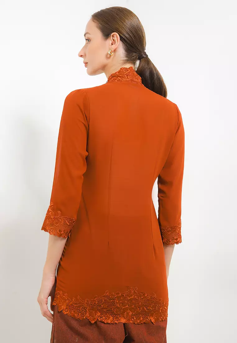 Embroidery Long Kebaya 7/8/Sleeve-Gacluk Kopi