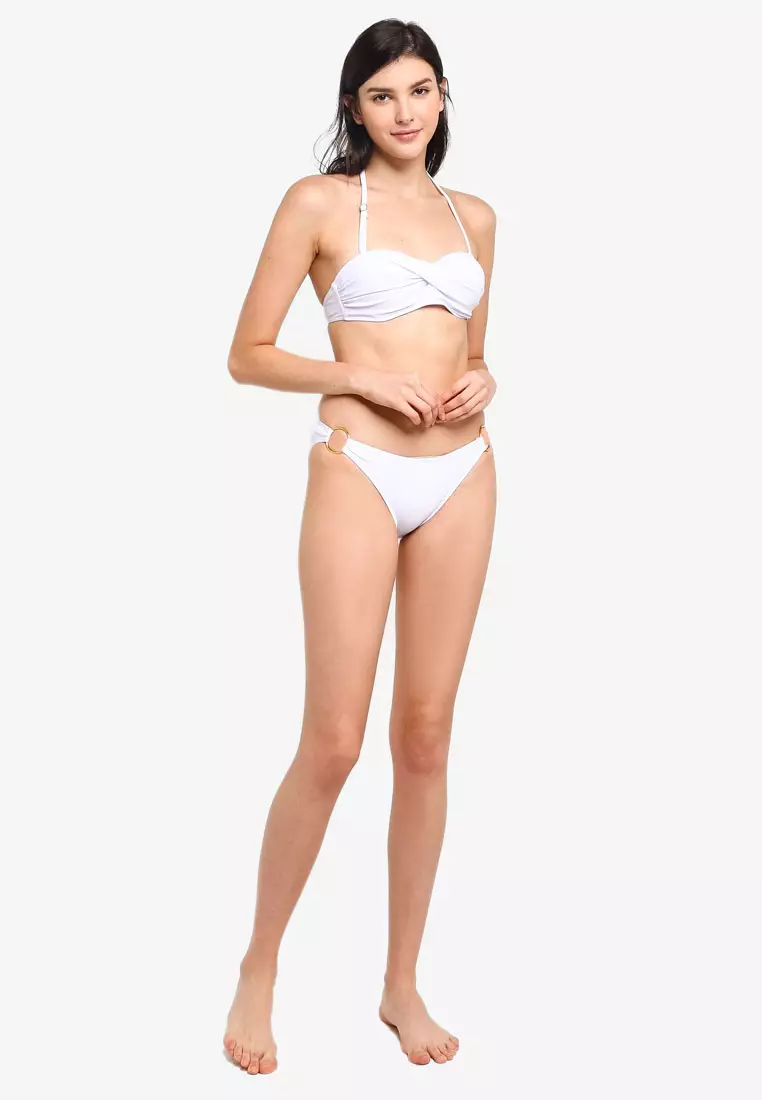 Basic Bandeau Push Up Underwire Bikini Set in White – Pink N' Proper