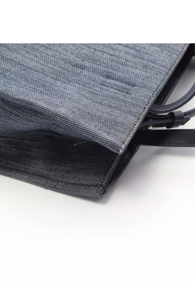 Pre-Loved Salvatore Ferragamo Handbag logo denim leather Indigo blue 2WAY