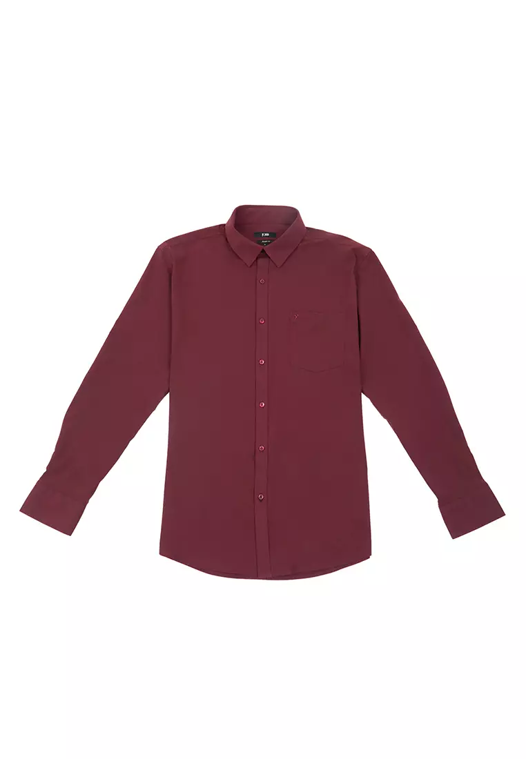 Jobb Steelco Kemeja Pria Lengan Panjang Regular Fit Maroon Colour Maroon
